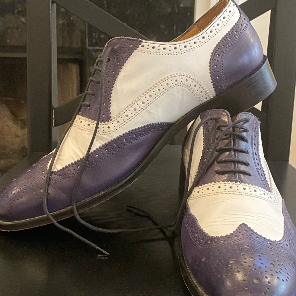 Men’s Size 9M blue and white spectator brogues. Made in Italy